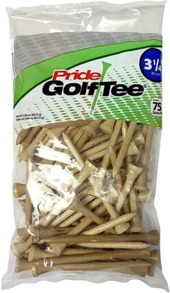 Pride Sports Wood Golf Tees 3.25" -CaddiesShack Sales Store Classic Wood Tee 3.25 75 count Natural Wood