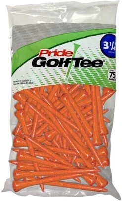 Pride Sports Wood Golf Tees 3.25" -CaddiesShack Sales Store Classic Wood Tee 3.25 75 count Orange