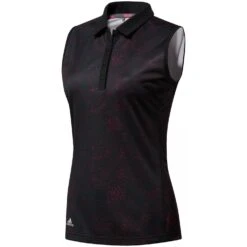 Adidas Womens Dot Print Sleeveless Golf Polo Shirt -CaddiesShack Sales Store Dot Print Sleeveless Golf Polo Black