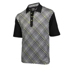Ogio Grid Golf Polo Shirts -CaddiesShack Sales Store Grid White Black Electric