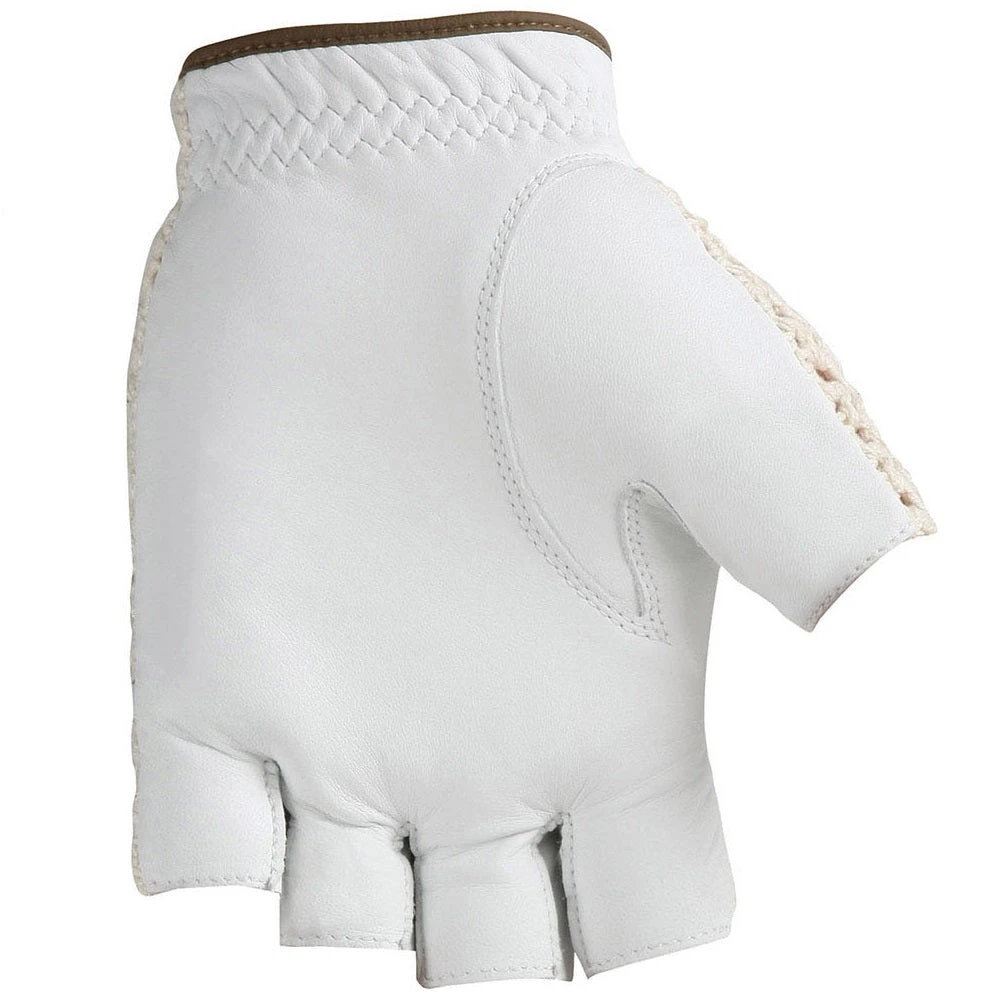 HJ Golf Half Finger Cotton Knit & Leather Gloves 3 HJ Golf Half Finger Cotton Knit & Leather Gloves - Image 3