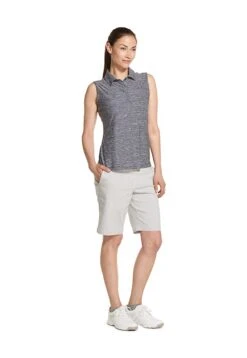 Izod Golf Ladies Sleeveless Heather Polo -CaddiesShack Sales Store Sleeveless Heather Polo Blue Night 2