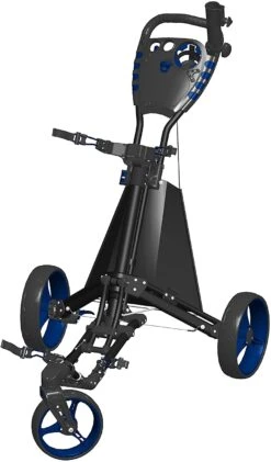 Spin It Golf Easy Drive 3-Wheel Push Cart -CaddiesShack Sales Store SpinItEasyDriver BlackBlue