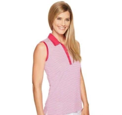 Nike Golf Womens Victory Stripe Sleeveless Polo Shirt -CaddiesShack Sales Store Victory Stiped Sleeveless Polo 2