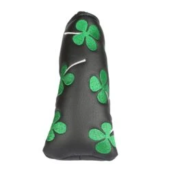 Volf Golf Black Synthetic Leather Shamrock Putter Cover -CaddiesShack Sales Store VolfGolfHeadcovers BlackShamrockBladePutter2