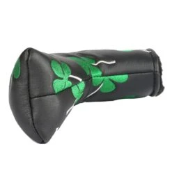 Volf Golf Black Synthetic Leather Shamrock Putter Cover -CaddiesShack Sales Store VolfGolfHeadcovers BlackShamrockBladePutter4