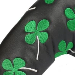 Volf Golf Black Synthetic Leather Shamrock Putter Cover -CaddiesShack Sales Store VolfGolfHeadcovers BlackShamrockBladePutter5