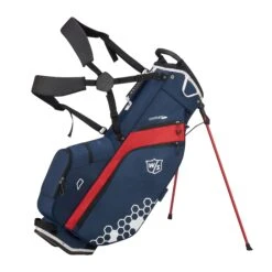 Wilson Staff Golf Feather Lite FL Stand Carry Bags -CaddiesShack Sales Store WGB5705NA WS FEATHER NARDWH bag with strap and open stand