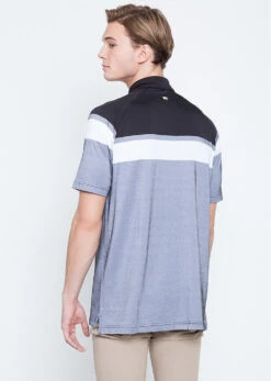 Callaway Jack Nicklaus Black Label By Perry Ellis Yarn Dyed Color Block Polo Shirts -CaddiesShack Sales Store YarnDyedColorBlockPolo CaviarBlack2