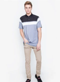 Callaway Jack Nicklaus Black Label By Perry Ellis Yarn Dyed Color Block Polo Shirts -CaddiesShack Sales Store YarnDyedColorBlockPolo CaviarBlack4